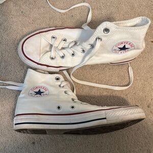 Converse White and Red High-Top Sneakers